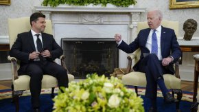 Президентът на САЩ Джо Байдън се среща с украинския президент Володимир Зеленски в Овалния кабинет на Белия дом, 1 септември 2021 г. 