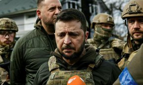 Зеленский даде едночасово интервю за украински медии ден след посещението си в Буча, Киевско предградие, от което миналата седмица се изтеглиха руските войски