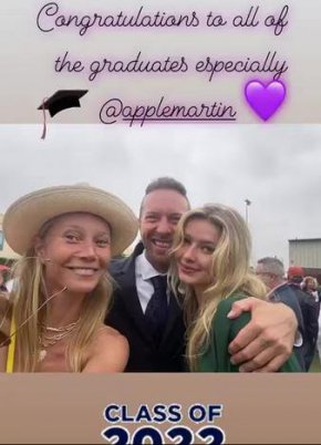 
"Поздравления за всички завършващи, особено за @applemartin", написа носителката на "Оскар" под снимката, качена в нейната Instagram Story в четвъртък.