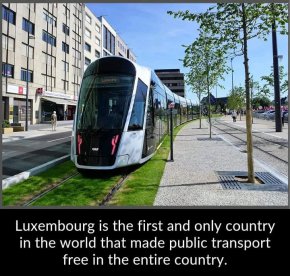 Люксембург е първата и единствена страна в света с безплатен градски транспорт.