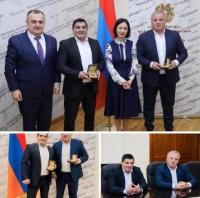 Шампионите в борбата Армен Назарян и Вагинак Галустян са наградени сьс златен медал на КГМСН за значителния си принос в борбата.