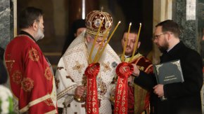 Главата на българската православна църква патриарх Неофит възвести Христовото Възкресение в патриаршеската катедрала "Свети Александър Невски"
