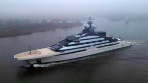 Луксозната мегаяхта Nord, за която се съобщава, че е свързана с руския милиардер Алексей Мордашов, хвърля котва във водите на Хонконг на 12 октомври 2022 г.