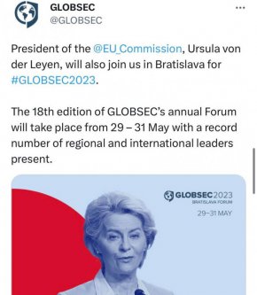 „Непланираното пътуване“ всъщност е форум на GLOBSEC в Братислава, където е и шефът на ЕК Урсула Фон дер Лайен