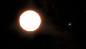 

Художествена илюстрация показва екзопланетата, наречена LTT9779b, в орбита около много по-голямата си звезда-приемник.