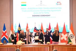 Индия подписа търговско споразумение за 100 милиарда долара с 4 европейски държави 